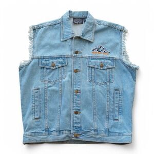 OCC Orange County Choppers Y2K Sleeveless Distressed Bikers Denim Vest‎ Men's L